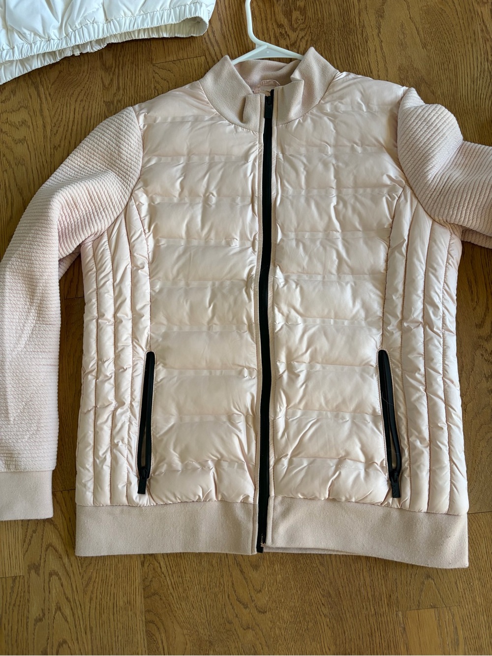 Marc New York Light Pink Quilted Puffer Jacket with Knit Sleeves